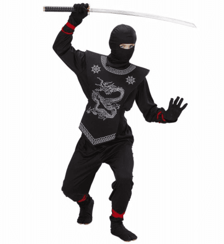 Widmann - Fekete ninja jelmez 140-es
