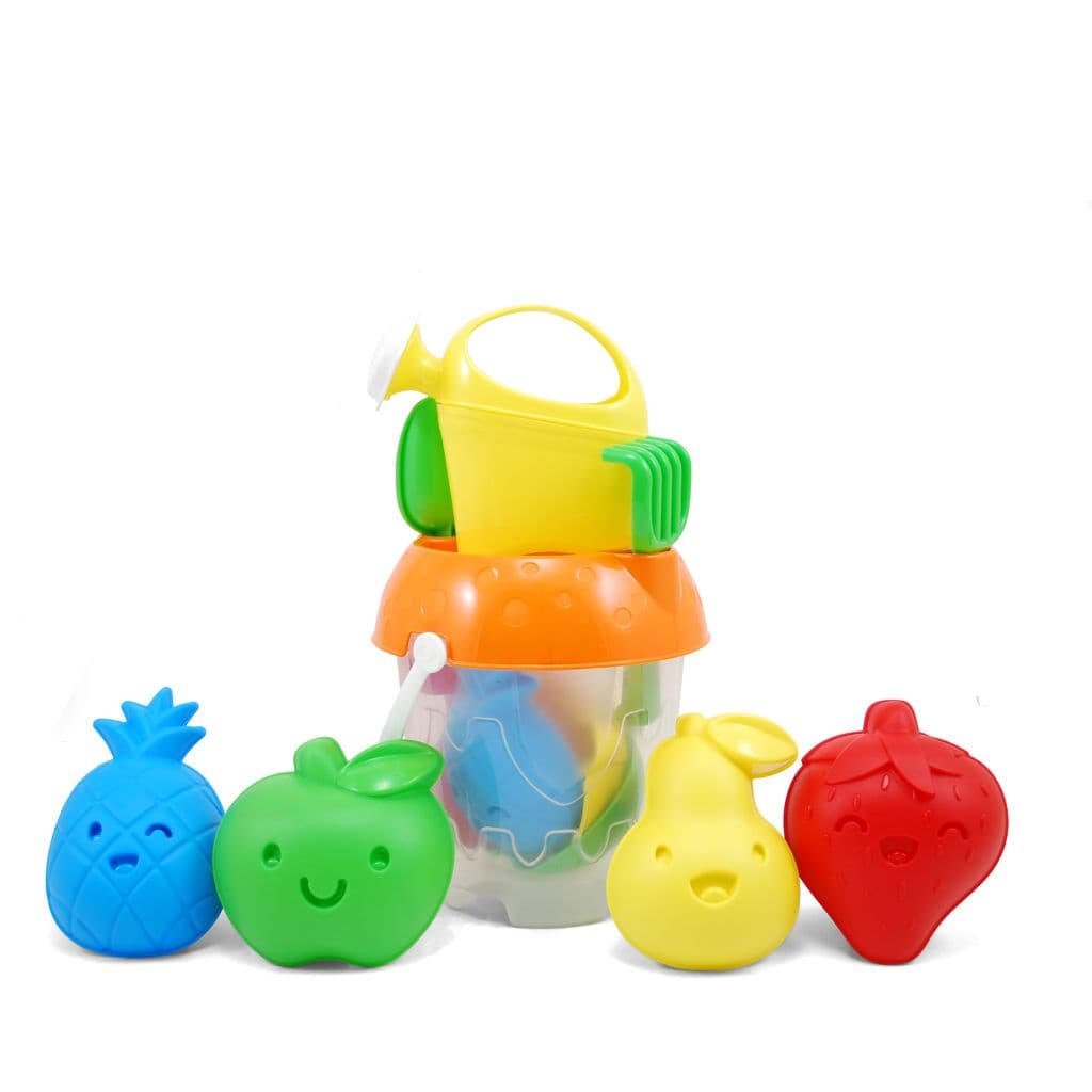 Homokozószett gyümölcsös formákkal