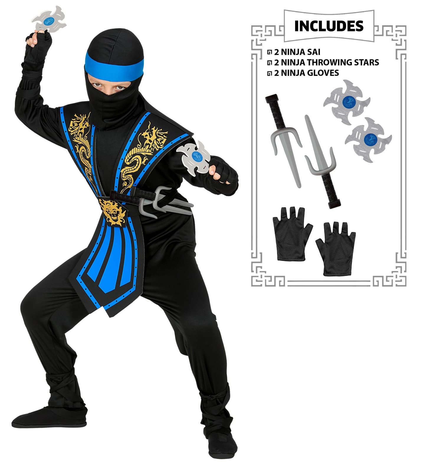 Widmann - Kék ninja jelmez 140-es