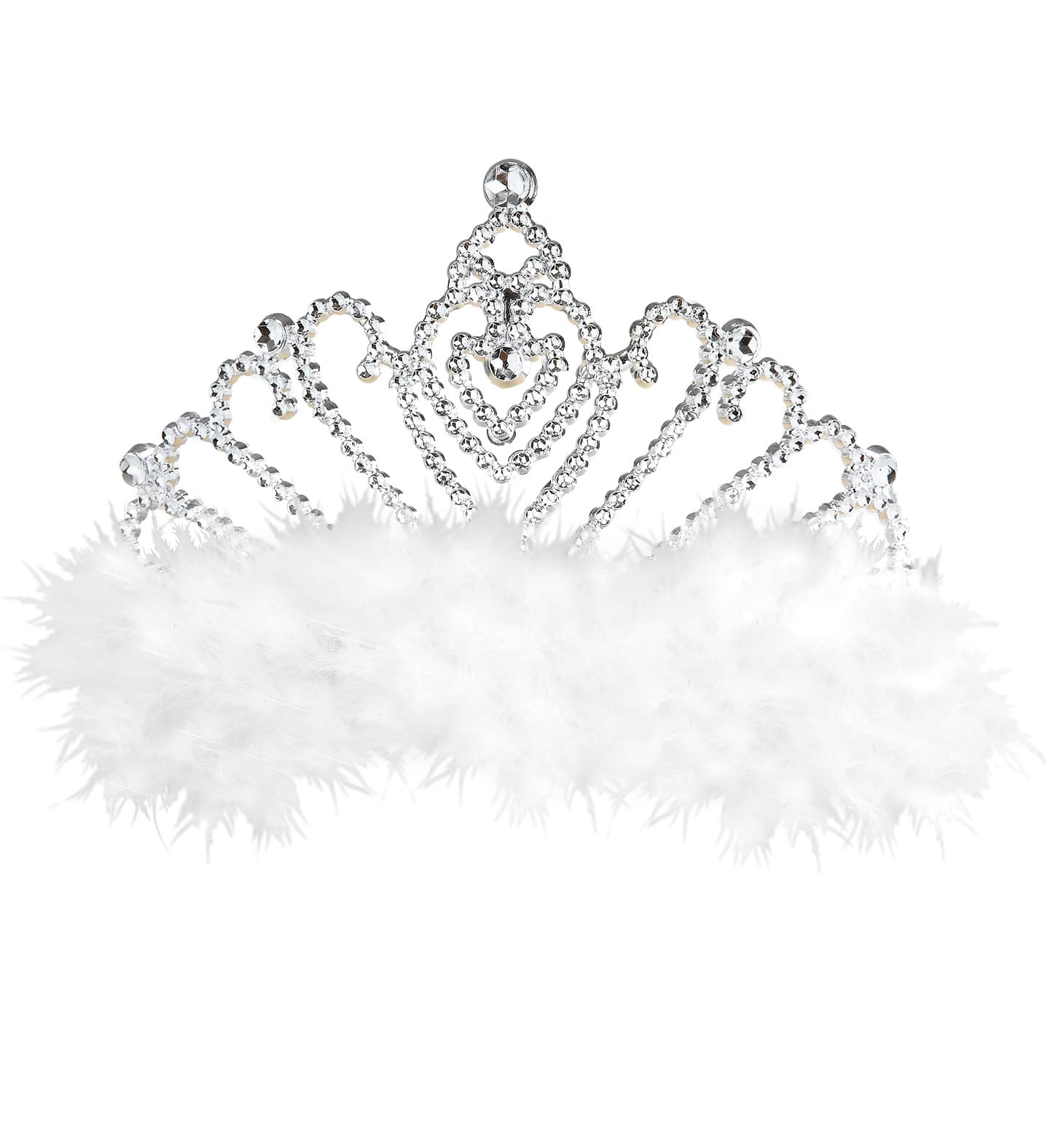 Ezüst színű tiara tollal